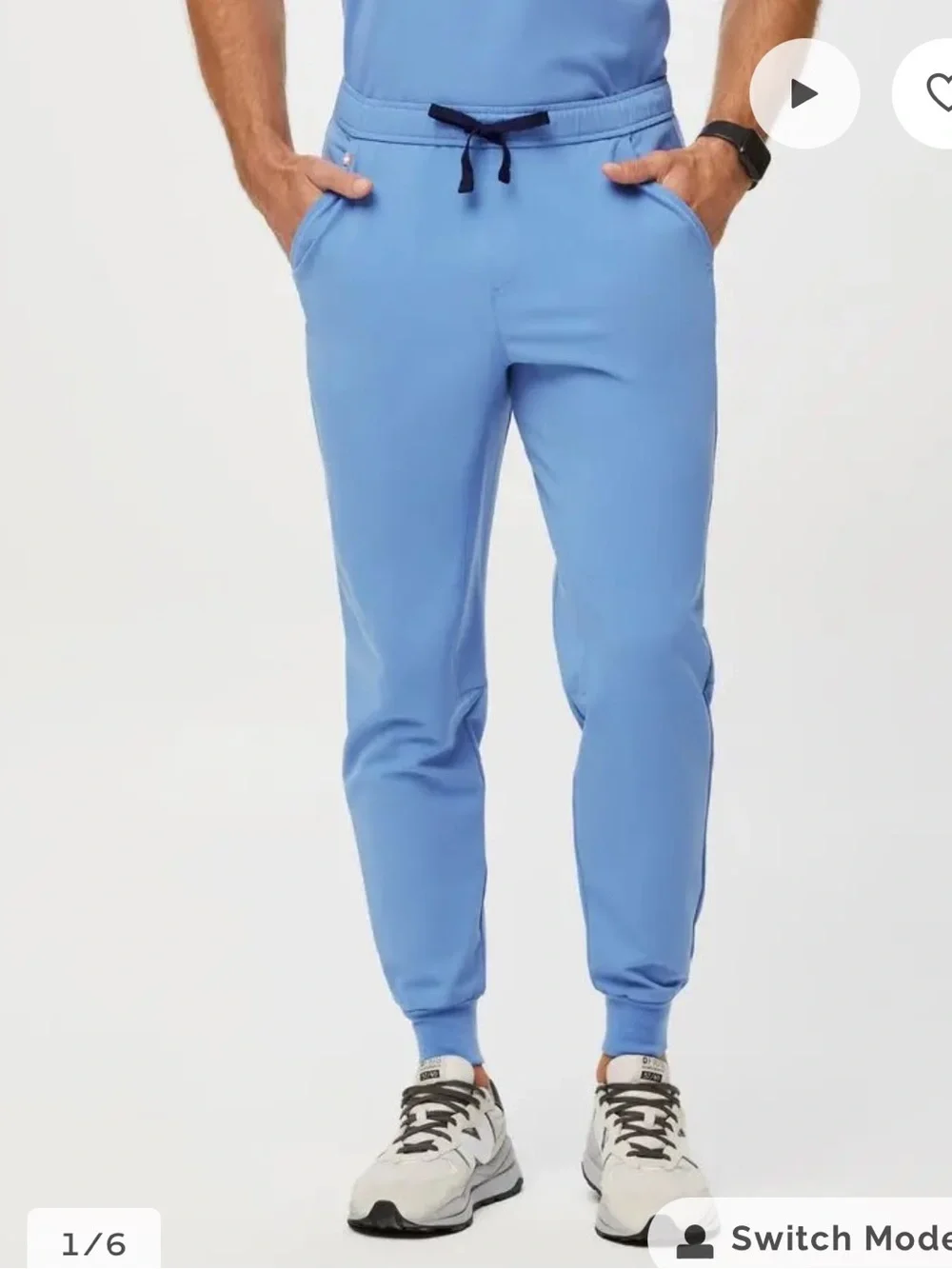 Figs Tansen Casual Scrub Pant Joggers Ciel Blue Medium Short